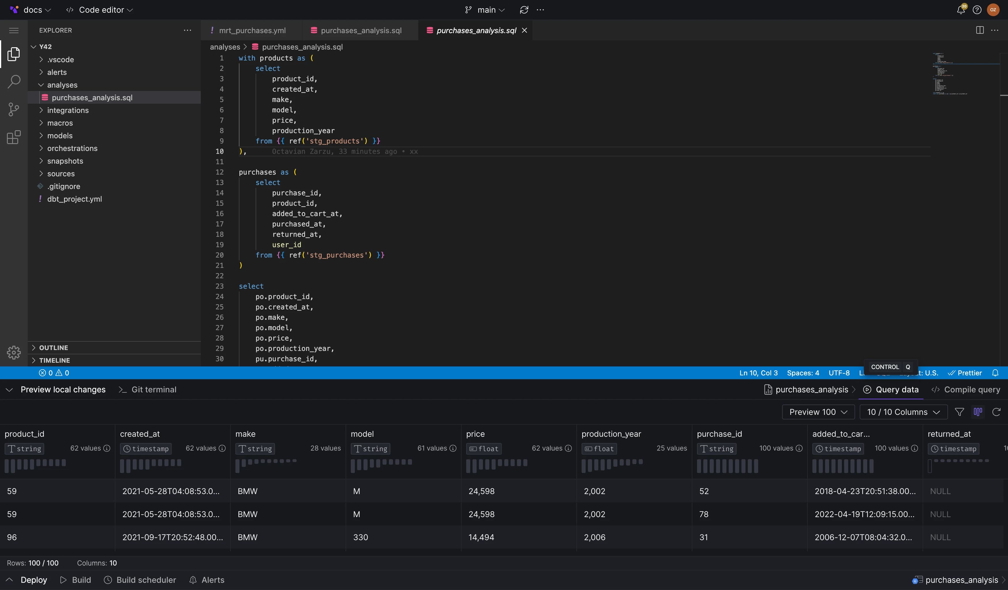 Utilizing analyses to preview data.